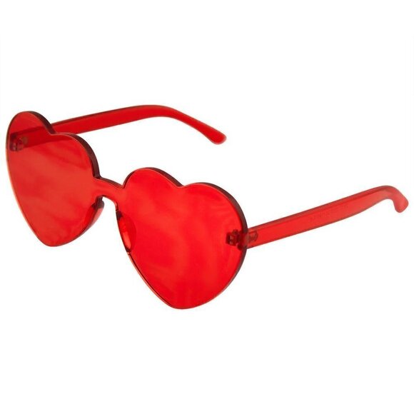 Heart Shape Sunglasses Translucent Shades In Hot Pink - Picture 3 of 6